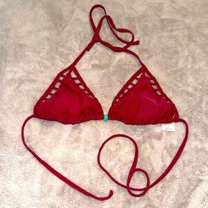 Xhilaration | Deep Red Bikini Top with Cutout Trim